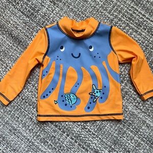 Boys Carters pull over long sleeve swim shirt‎ size 6 months orange blue